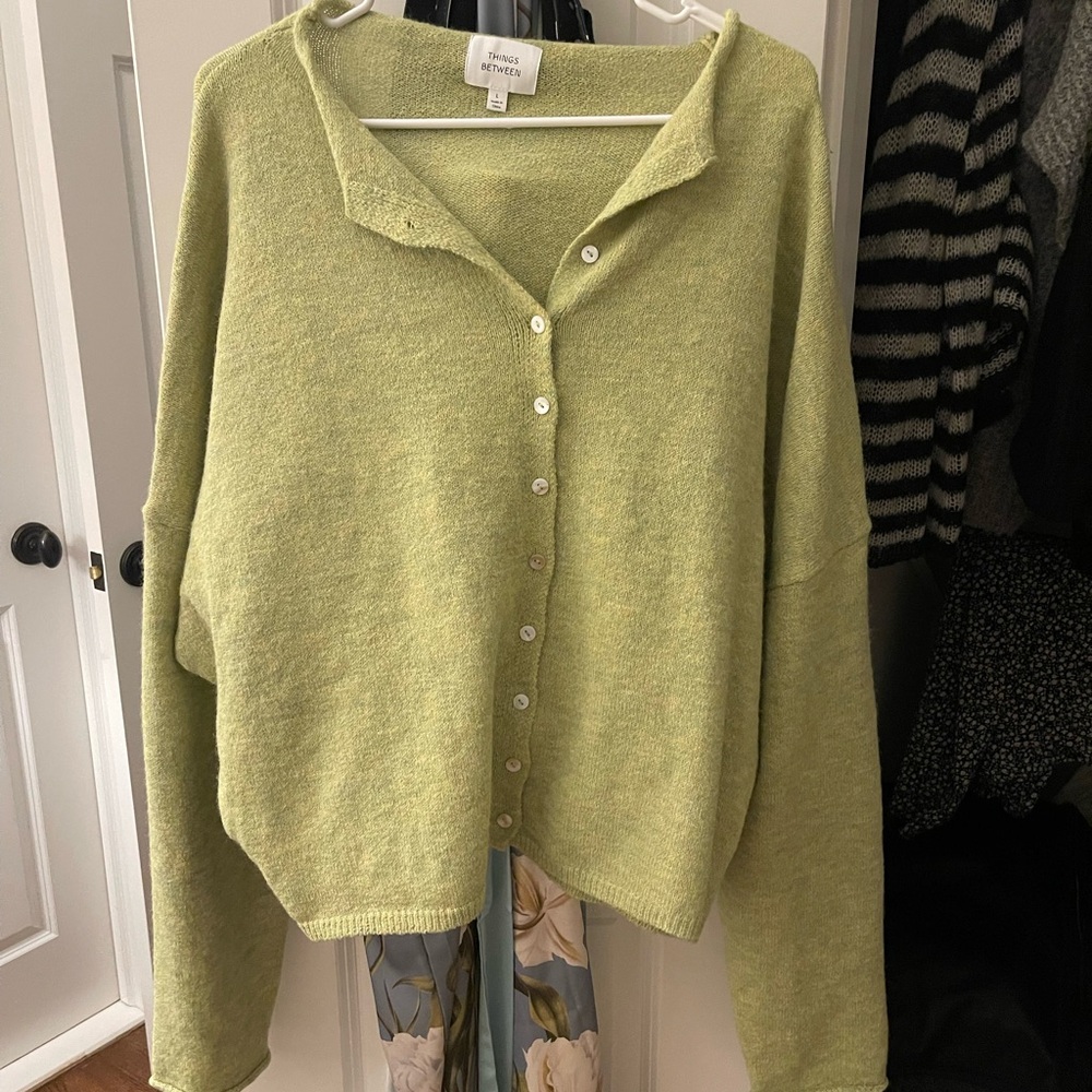 Women's Green Cardigan Sweater